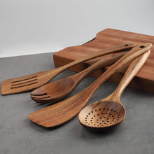 Load image into Gallery viewer, Wooden Cooking Utensils Set 4-Piece Wood Kitchen Utensil Set for Non Stick Cookware Wooden Spatula,Fork,Turner,Ladle,Strainer Spoons