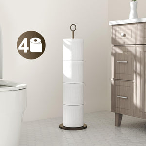Toilet Paper Holder Stand(with Reserve Function), Free-Standing Spare Rolls Storage Holder, Stainless Steel