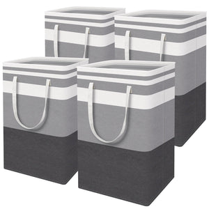 HomeHacks 3-Pack Large Laundry Basket, Waterproof, Freestanding Laundry Hamper, Collapsible Tall Clothes Hamper with Extended Handles for Clothes Toys in the Dorm and Family-(Gradient Grey, 88L)