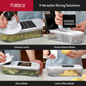 Fullstar Vegetable Chopper, Mandoline Slicer - Cheese Grater, Food Chopper with Container, Kitchen Gadgets, Home Essentials (6-in-1, White/Black)