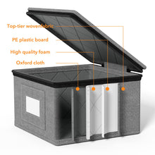 Load image into Gallery viewer, SpaceAid China Storage Containers 6 Pack, Stackable Hard Shell Quilted Cases with Soft Plate Separators, Moving Supplies Packing Boxes for Dishes, Plates, Platters, Mugs, Cups (Grey)