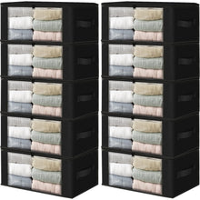 Load image into Gallery viewer, HomeHacks Storage 3-Pack Clothes Organizer Storage Bags Foldable Storage Box with Large Clear Window Sturdy Handles for Closet, Dorm, Pillows, Bedding, Clothes, Blankets, 35L, Gray
