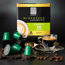 Load image into Gallery viewer, Mixpresso Coffee Espresso Capsules Compatible With Nespresso Original Brewers Single Cup Coffee Pods 100% from Italy Dark Roast Espresso, 50 Count Coffee Capsules - Lungo Intensity - 10/12