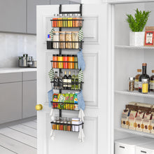 Load image into Gallery viewer, Over The Door Pantry Organizer, 7-Tier Metal Pantry Organization and Storage for Kitchen with Adjustable Shelves, Hanging Spice Seasoning Rack, Black