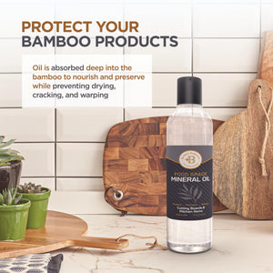 Food Grade Mineral Oil for Wood Cutting Board - Gallon (128oz) Countertops & Butcher Block Oil Conditioner - Food Safe Mineral Oil for Bamboo, Teak, Utensils and Wood Surfaces by Bambüsi