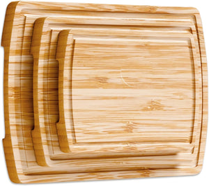 Bambüsi Bamboo Cutting Board Set & Mineral Oil – 3-Piece Wood Boards