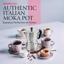 Load image into Gallery viewer, Mixpresso 3 Cup Moka Pot Coffee Maker for Gas, Electric Stove Top, Classic Italian Espresso Maker, Stovetop for Camping, Makes 5 Oz Cuban Coffee