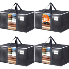 Load image into Gallery viewer, HomeHacks Extra Large Moving Bags with Visible PVC Window, Lightweight but Durable Storage Bags with Reinforced Handles, Storage Totes for Packing, Moving, Storage (93L, 6-Pack)