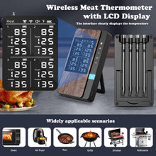 Load image into Gallery viewer, Wireless Meat Thermometer-Multi Sensors Digital Food Thermometer with Ultra-Thin Probes, App&amp;Host Control- Accuracy Bluetooth Meat Thermometer for BBQ, Oven, Grill, Smoker