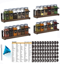 Load image into Gallery viewer, SpaceAid Spice Rack Organizer for Cabinet Door or Wall Mount (4 Pack) with 415 Spice Labels - Wood Hanging Seasoning Shelf for Cupboard Pantry or over the Stove