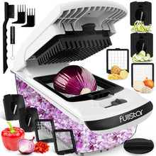 Load image into Gallery viewer, Vegetable Chopper and Spiralizer - Food Chopper with Container, Fruit Slicer, Kitchen Gadgets &amp; Accessories, Home Essentials (4 in 1, White)