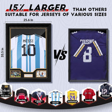 Load image into Gallery viewer, JupDec Jersey Frame &amp; Football Display Case, Large Clear Acrylic Shadow Box with UV Protection Wooden Showcase,Idea Gift for Sports Fans