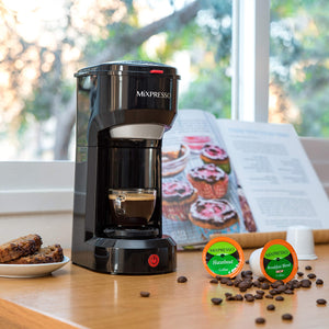 Mixpresso 2 in 1 Coffee Brewer, Single Serve & Personal Coffee Maker, Compact Size Mini, Quick Brew Technology, 14oz Red