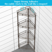 Load image into Gallery viewer, 4 Tier Floor Standing Corner Shower Caddy Organizer Shelf with Hooks, Bathroom Shelves Stand Rack, Black