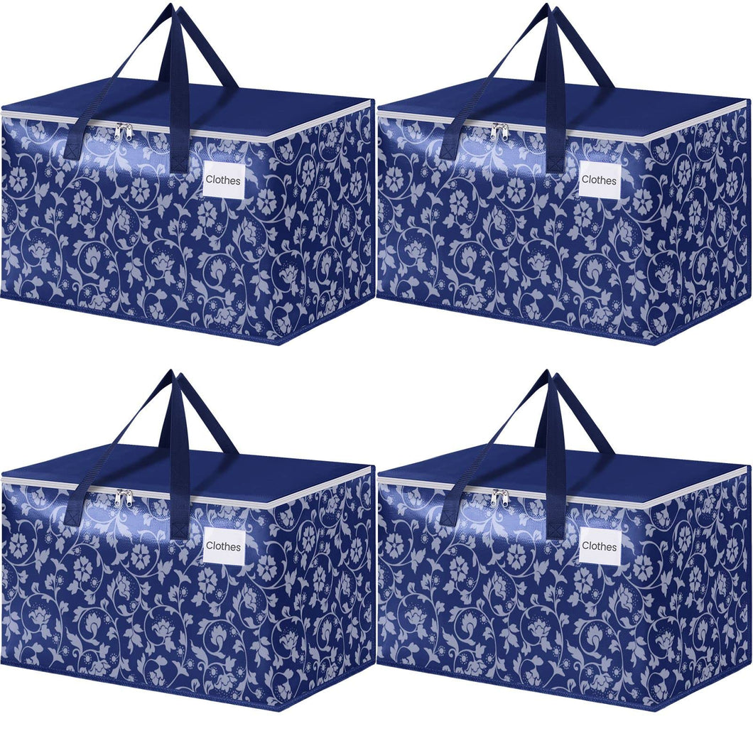 HomeHacks Moving Bags, Extra Large Size Moving Boxes, Heavy Duty Luggage Bags with Smooth Zipper and Sturdy Handles, Large Capacity & Easy Loading Storage Totes for Space Saver 88L, 6-Pack, Blue