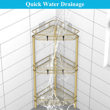 Load image into Gallery viewer, 4 Tier Floor Standing Corner Shower Caddy Organizer Shelf with Hooks, Bathroom Shelves Stand Rack, Black