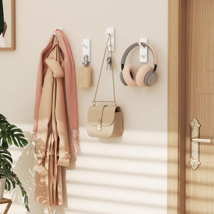 Self-Adhesive Wall Hooks - 4 Pack, Black Metal Coat & Towel Hooks for Hanging: Hold 13 LB, Ideal for Bathrooms, Shower, Kitchen & Doors
