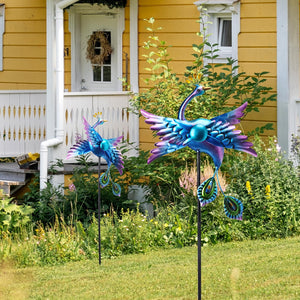 WONDER GARDEN Wind Spinners Outdoor - 2 Pack Small Metal Flamingo Wind Spinner Windmill, Wind Sculpture for Yard Patio Lawn Decor