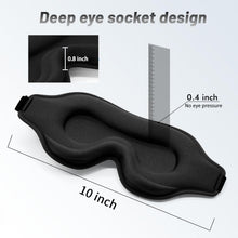 Load image into Gallery viewer, Sleep Eye Mask for Men Women, Sleeping Mask for Side Sleeper, Travel Blackout Night Blindfold Eye Shade Cover with Adjustable Strap (Black)