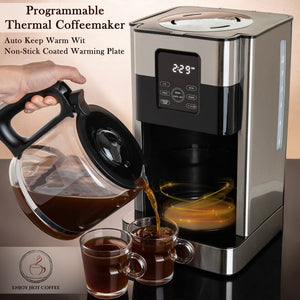 Mixpresso 8-Cup Drip Coffee Maker Programmable, Coffee Pot Machine Including Reusable & Removable Coffee Filter, Black Electric Coffee Maker