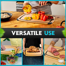 Load image into Gallery viewer, Dishwasher Safe Cutting Boards for Kitchen - 2 Piece Large Composite Wood Cutting Board Set with Non-Slip Feet and Juice Groove (14.5&quot; x 11&quot; and 11.7&quot; x 9.3&quot;) - Thin, Lightweight, Eco-Friendly