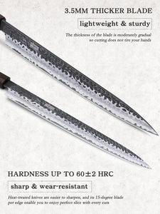 Sushi Knife Japanese Sashimi Knives 10 Inch, Hand Forged High Carbon Steel Yanagiba Knife, Kitchen Chef Knives for Cutting Sushi & Sashimi, Fish Filleting