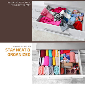 4 Pack Drawer Dividers Bamboo 2.6" High, 16-22" Adjustable Drawer Organizers for Clothes, Expandable Dresser Separators in Bedroom/Bathroom/Kitchen/Office Organization and Storage (Natural)