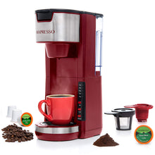 Load image into Gallery viewer, Mixpresso Single Serve Coffee Brewer K-Cup Pods Compatible &amp; Ground Coffee, 30 oz Compact Coffee Maker Single Serve With 5 Brew Sizes Up To 14 Oz, Fits Travel Mug, Adjustable Drip Tray, Black