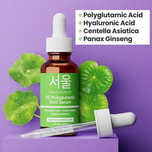 Load image into Gallery viewer, SeoulCeuticals Organic Polyglutamic Acid Serum - Korean Skin Care + Hyaluronic Acid + Centella Asiatica - K Beauty Anti Aging - Healthy Glowing Skin 1oz
