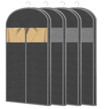 Load image into Gallery viewer, 4 Pack 61&#39;&#39; Garment Bags for Hanging Clothes Storage, Travel, Clear Dress Bags for Gowns Long, Suit Bags for Closet Storage, Grey