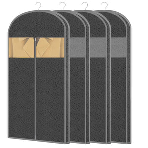 4 Pack 61'' Garment Bags for Hanging Clothes Storage, Travel, Clear Dress Bags for Gowns Long, Suit Bags for Closet Storage, Grey