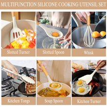 Load image into Gallery viewer, Umite Chef Kitchen Cooking Utensils Set, 33 pcs Non-Stick Silicone Cooking Kitchen Utensils Spatula Set with Holder, Wooden Handle Silicone Kitchen Gadgets Utensil Set (Khaki)
