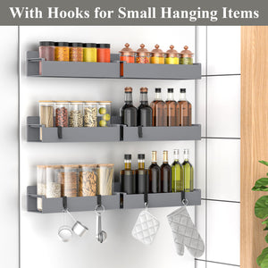 4 Pack Magnetic Spice Rack Organizer for Refrigerator and Oven, Black Fridge Organizers and Storage for Kitchen