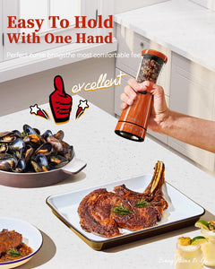 Electric Salt and Pepper Grinder, Stainless Steel Rechargeable Salt and Pepper Grinder Set with 4.5 oz Large Capacity, 1.8" Wide Mouth, Adjustable Coarseness, Ideal for Kitchen