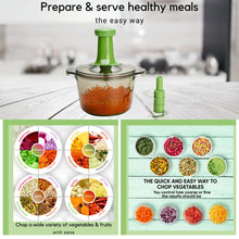 Load image into Gallery viewer, Brieftons Express Manual Food Chopper: 6.8-Cup, Hand Chopper Vegetable Cutter to Chop Veggies, Fruits, Herbs, Garlic Onion Chopper for Salsa, Salad, Pesto, Hummus, Guacamole, Coleslaw, Indian Cooking