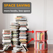 Load image into Gallery viewer, SpaceAid 4 Tier Rotating Bookshelf Tower, Spinning Bookcase Lazy Susan, Revolving 360 Book Shelf Storage Round Carousel, Vertical Rotate Turning Spiral Corner Organizer, White