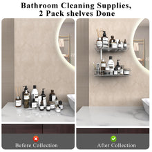 Load image into Gallery viewer, Shower Caddy Shelf Organizer Rack with Hooks, Adhesive Shower Storage for Bathroom - 2 Pack (Silver)