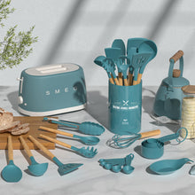 Load image into Gallery viewer, Umite Chef Kitchen Cooking Utensils Set, 33 pcs Non-Stick Silicone Cooking Kitchen Utensils Spatula Set with Holder, Wooden Handle Silicone Kitchen Gadgets Utensil Set (Khaki)