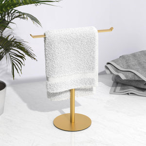 Towel Rack T-Shape Hand Holder for Bathroom,Headband and Lightweight Bathroom Racks,Kitchen Black Holder,Stainless Steel Waterproof Counter Organizer