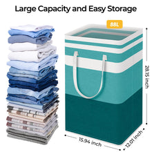 Load image into Gallery viewer, HomeHacks 2 Pack Large Laundry Baskets, Waterproof, Freestanding Laundry Hampers, Collapsible Clothes Hamper with Reinforced Handles in Laundry Room, College Dorm, Bathroom, Bedroom (Grey, 75Lx2)