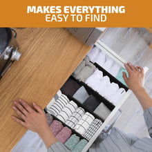 Load image into Gallery viewer, 6 Pack Drawer Dividers 6 Inch High, 11”-17&quot; Adjustable Bamboo Organizers Large Expandable Drawer Separators for Cloths, Dresser, Bedroom, Bathroom, Baby Drawer, Office &amp; Kitchen Utensils (Natural)