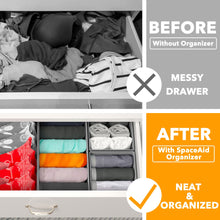 Load image into Gallery viewer, SpaceAid Drawer Organizer Clothes, 12 Pack Dresser Organizer Bins for Nursery, Closet Organization and Storage Dividers for Clothing, Baby Clothes, Underwears, Socks (Black)