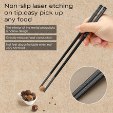 Load image into Gallery viewer, 8 Pairs Metal Chopsticks Reusable 18/8 Stainless Steel Chopsticks Set Cute Laser Engraved Non-slip Japanese Korean Chinese Chopstick for Cooking Eating Dishwasher Safe 9.25&quot; Chop Sticks Gift Set