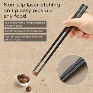 8 Pairs Metal Chopsticks Reusable 18/8 Stainless Steel Chopsticks Set Cute Laser Engraved Non-slip Japanese Korean Chinese Chopstick for Cooking Eating Dishwasher Safe 9.25" Chop Sticks Gift Set