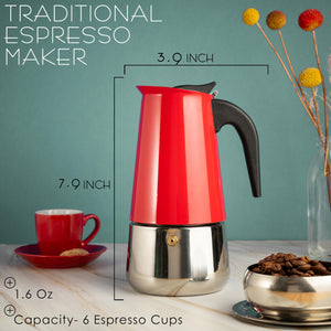 Mixpresso 9 Cup Greca Stovetop Espresso Maker 450ml/15oz, Moka Pot with Coffee Percolator Design, Stainless Steel Stove Top Coffee Maker for Camping or Home Use, Italian Coffee Maker Stovetop