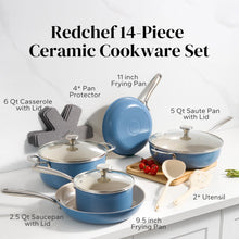 Load image into Gallery viewer, Redchef Ceramic Nonstick Cookware Set,14pcs Pots and Pans Set Non Stick,Induction Cookware with Stainless Steel Handle,Non Toxic Kitchen Cooking Set,Dishwasher &amp; Oven Safe,PFAS PFOA &amp; PTFE Free
