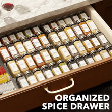 Load image into Gallery viewer, SpaceAid Bamboo Spice Drawer Organizer, (Need 3&quot; Deep Drawer) Expandable 4 Tier Spices Rack for Cabinet, Kitchen Seasoning Storage Insert (Jars Not Included, From 12&quot; to 23&quot; Wide)