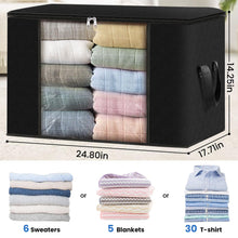 Load image into Gallery viewer, HomeHacks Storage 6-Pack Clothes Organizer Storage Bags Foldable Storage Box with Large Clear Window Sturdy Handles for Closet, Dorm, Pillows, Bedding, Clothes, Stuffed Toys, Blankets, 100L, Black