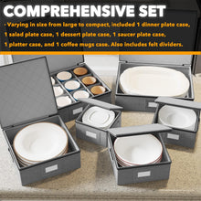 Load image into Gallery viewer, SpaceAid China Storage Containers 6 Pack, Stackable Hard Shell Quilted Cases with Soft Plate Separators, Moving Supplies Packing Boxes for Dishes, Plates, Platters, Mugs, Cups (Grey)