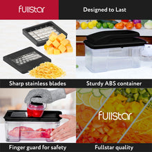 Load image into Gallery viewer, All-in-1 Vegetable Chopper and Mandoline Slicer for Kitchen - Cheese Grater, French Fry Cutter, Cheese Slicer - Bonus Handheld Spiralizer Included (6 in 1, Black/White)